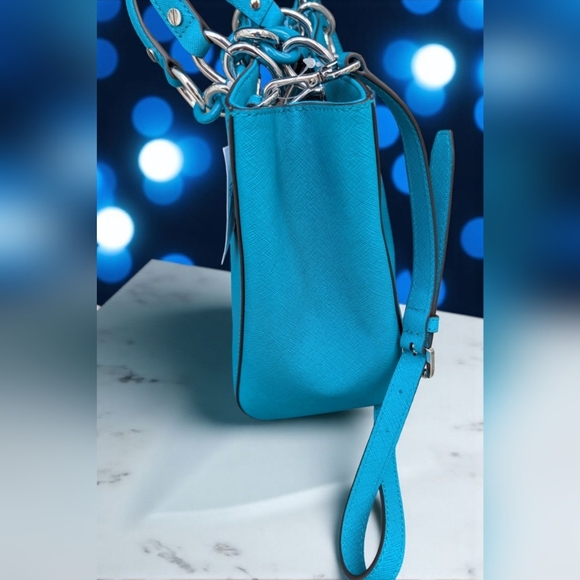 Michael Kors Cynthia Saffiano Leather Satchel  Title Blue (New) - Picture 8 of 15